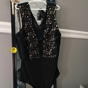 Haute Monde Black Lace Sleeveless Bodysuit